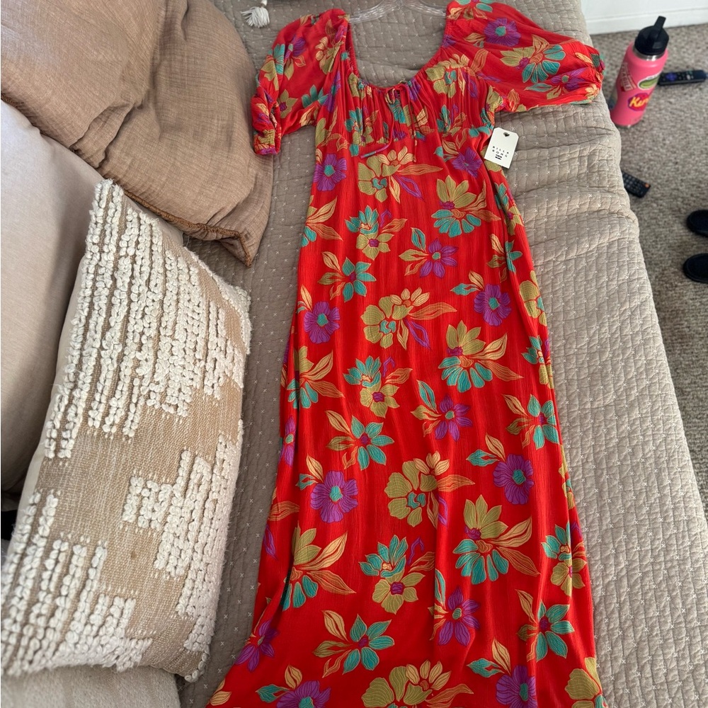 Billabong Red Floral Midi Dress